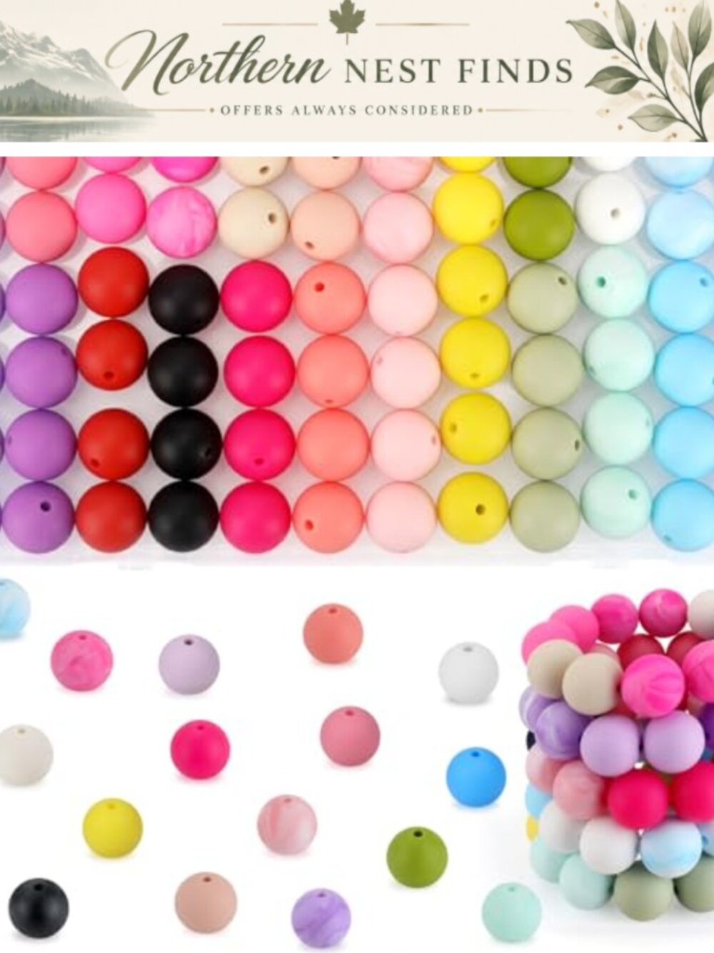 100pc 15mm Silicone Beads for Keychain Pens Jewelry Crafts Making